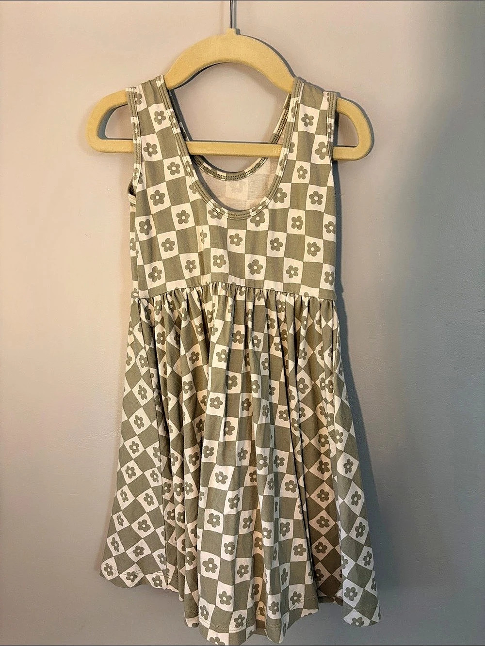 Alice + Ames Girls Checkered Dress Green & White Girls 4T